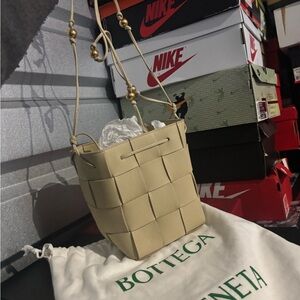 Bottega Veneta Cream Woven Crossbody Bag